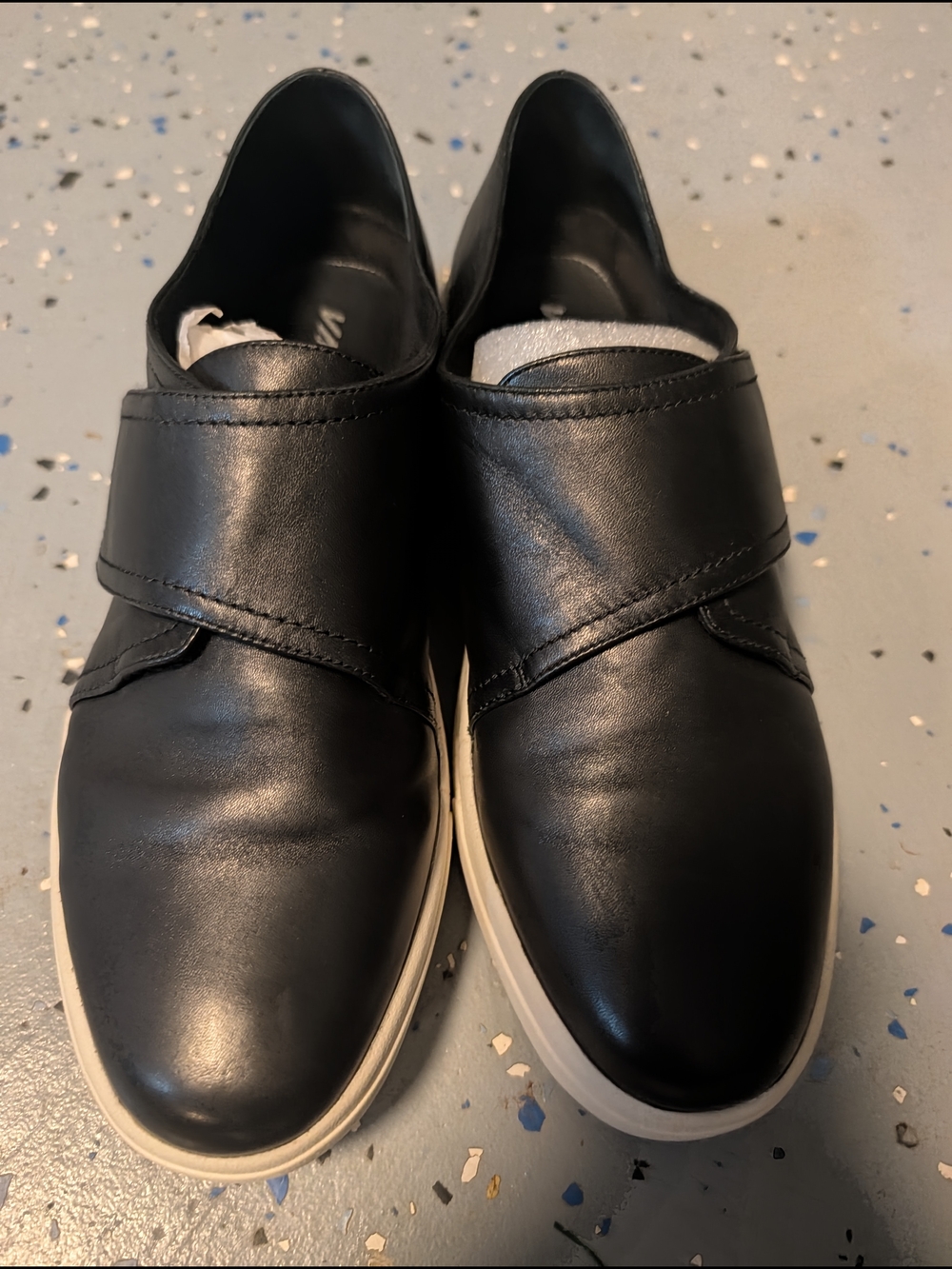 Vaneli Black Leather Slip-On Loafers with White Sole